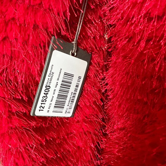 Vince Camuto Frayed Unique Red Mock Neck Top NWT - Picture 4 of 4